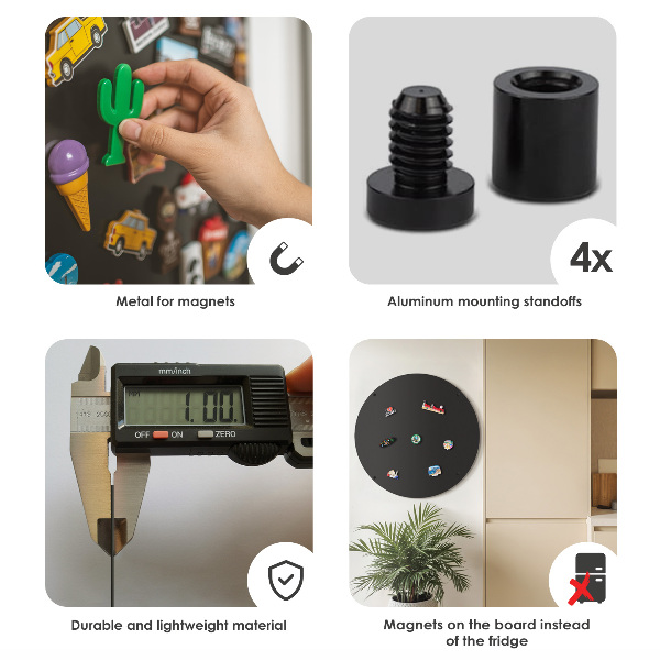 Metal wall board for magnets round black