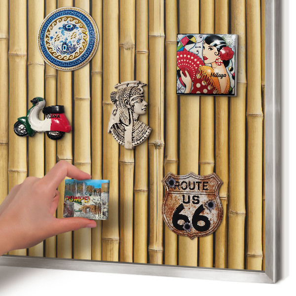Printed magnet board in a silver frame Bamboo pattern