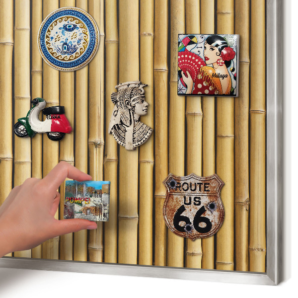 Printed magnet board in a silver frame Bamboo pattern