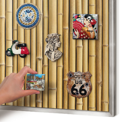 Printed magnet board in a silver frame Bamboo pattern