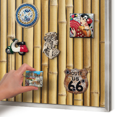 Printed magnet board in a silver frame Bamboo pattern