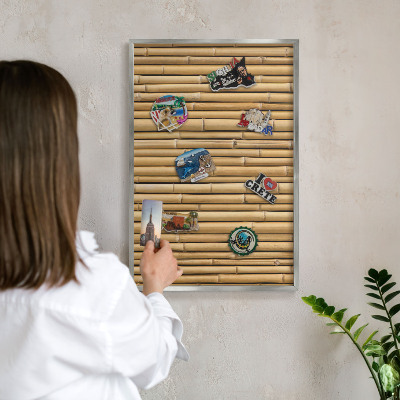 Printed magnet board in a silver frame Bamboo pattern
