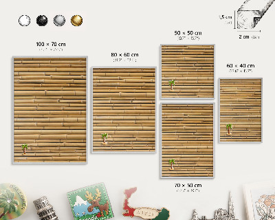 Printed magnet board in a silver frame Bamboo pattern