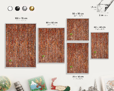 Souvenir magnet display board with a silver frame Brick motif