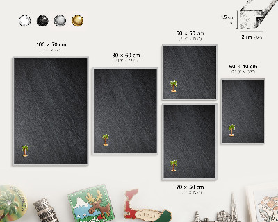 Printed magnet board in a silver frame Gray texture