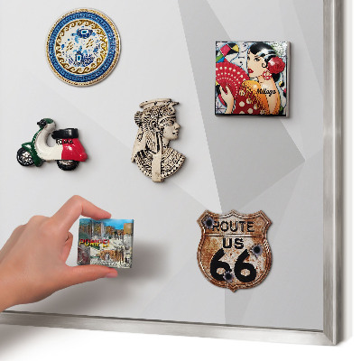Printed magnet board in a silver frame White geometry