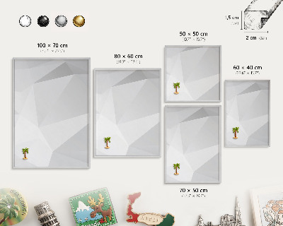 Printed magnet board in a silver frame White geometry
