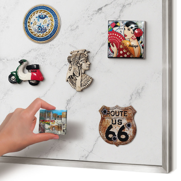 Printed magnet board in a silver frame Marble pattern