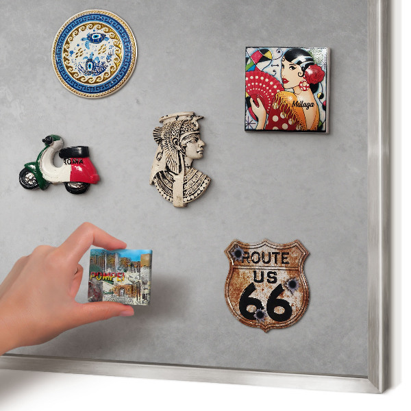 Souvenir magnet display board with a silver frame Silver fog