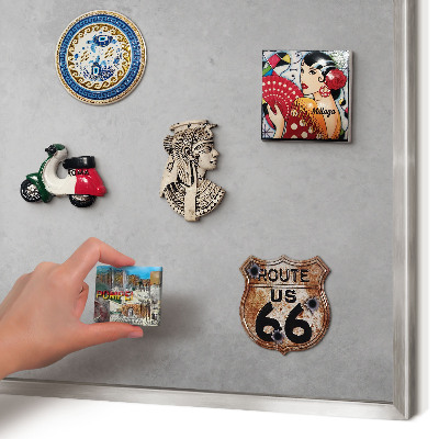 Souvenir magnet display board with a silver frame Silver fog