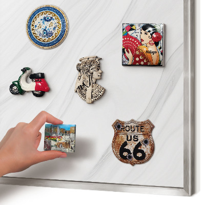 Souvenir magnet display board with a silver frame Subtle marble