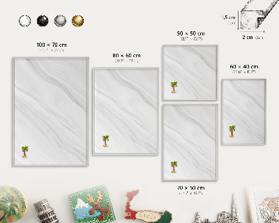 Souvenir magnet display board with a silver frame Subtle marble