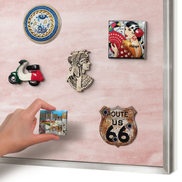 Printed magnet board in a silver frame Pink texture