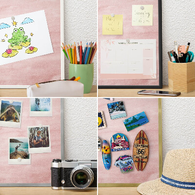 Printed magnet board in a silver frame Pink texture