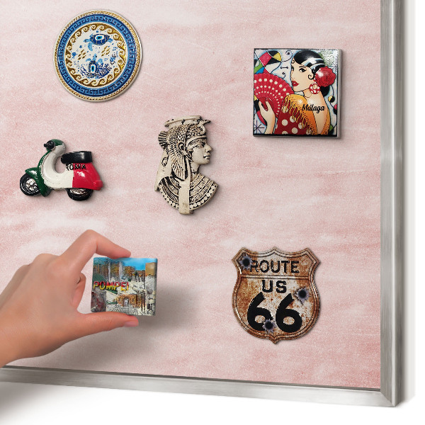 Printed magnet board in a silver frame Pink texture