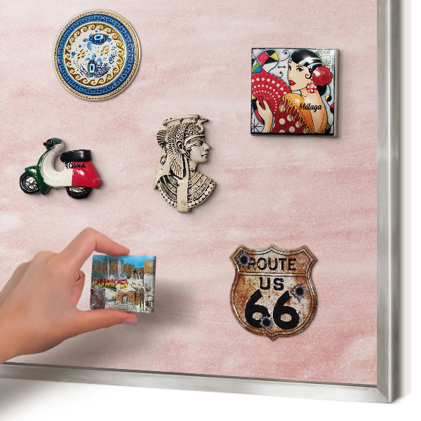Printed magnet board in a silver frame Pink texture