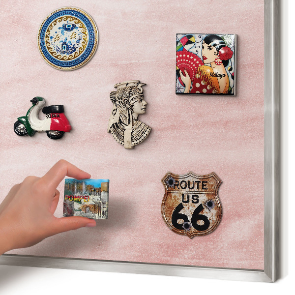 Printed magnet board in a silver frame Pink texture