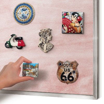 Printed magnet board in a silver frame Pink texture