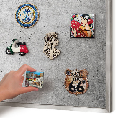 Souvenir magnet display board with a silver frame Concrete minimalism