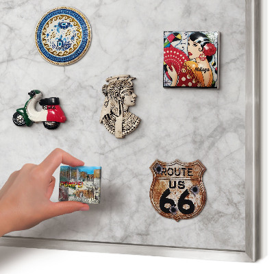 Printed magnet board in a silver frame Gray marble