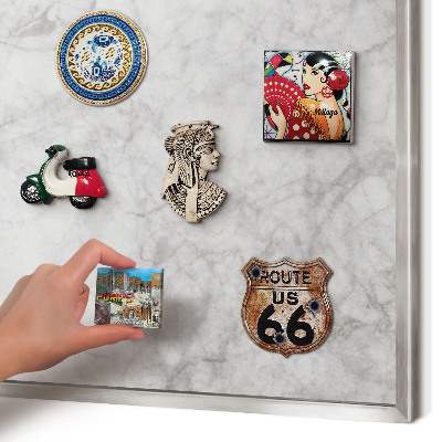 Printed magnet board in a silver frame Gray marble