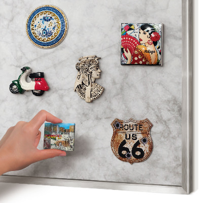 Printed magnet board in a silver frame Gray marble