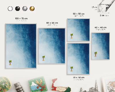 Souvenir magnet display board with a silver frame Blue abstractions