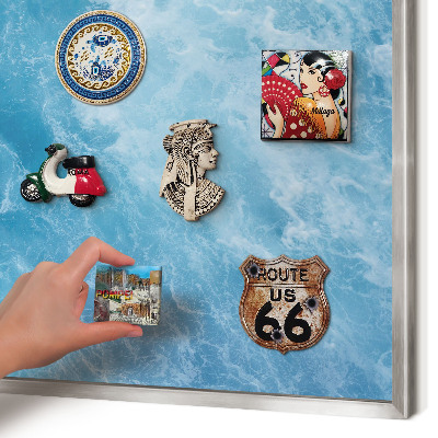 Printed magnet board in a silver frame Ocean waves