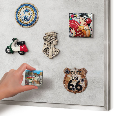 Souvenir magnet display board with a silver frame Gray elegance