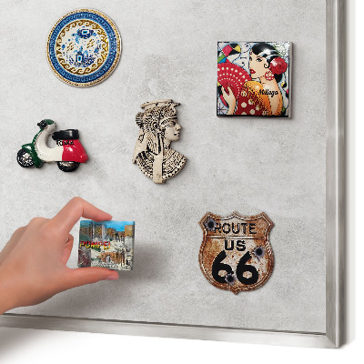 Souvenir magnet display board with a silver frame Gray elegance