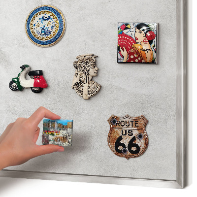 Souvenir magnet display board with a silver frame Gray elegance