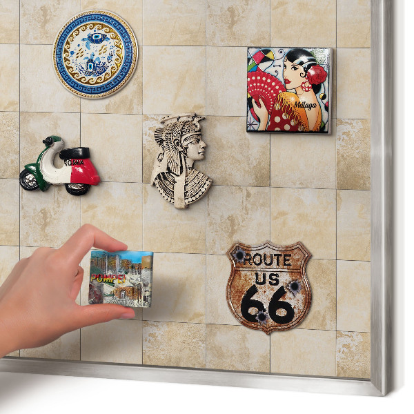 Printed magnet board in a silver frame Neutral elegance