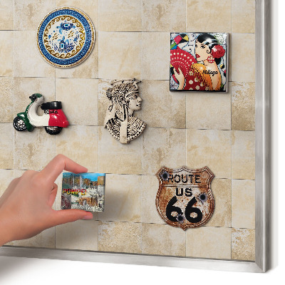 Printed magnet board in a silver frame Neutral elegance