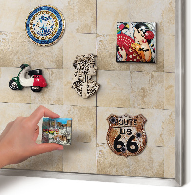 Printed magnet board in a silver frame Neutral elegance