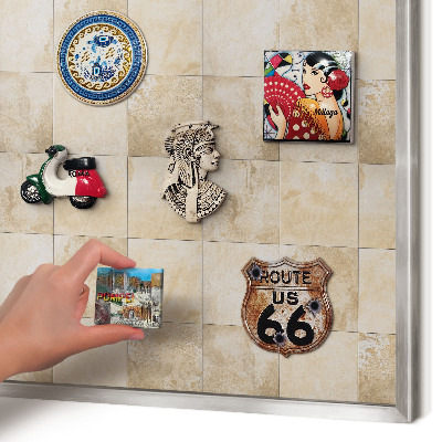 Printed magnet board in a silver frame Neutral elegance