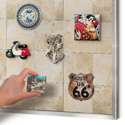 Printed magnet board in a silver frame Neutral elegance
