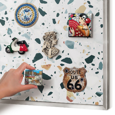 Souvenir magnet display board with a silver frame Dynamic patterns