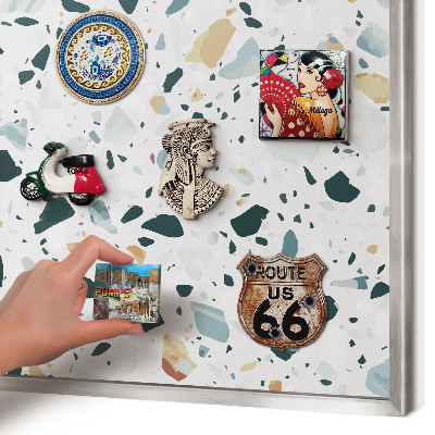 Souvenir magnet display board with a silver frame Dynamic patterns