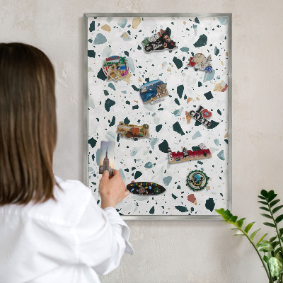 Souvenir magnet display board with a silver frame Dynamic patterns