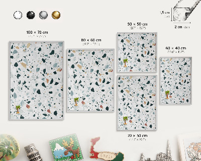 Souvenir magnet display board with a silver frame Dynamic patterns