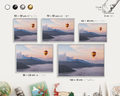 Souvenir magnet display board with a silver frame Sky Journey