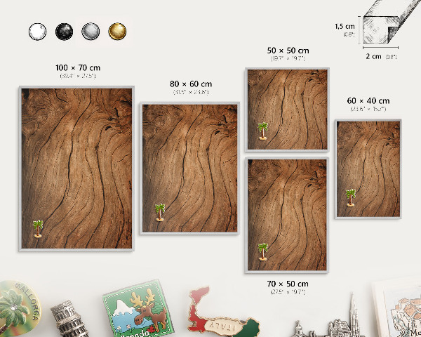 Printed magnet board in a silver frame Wood grain