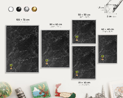 Printed magnet board in a silver frame Marble elegance