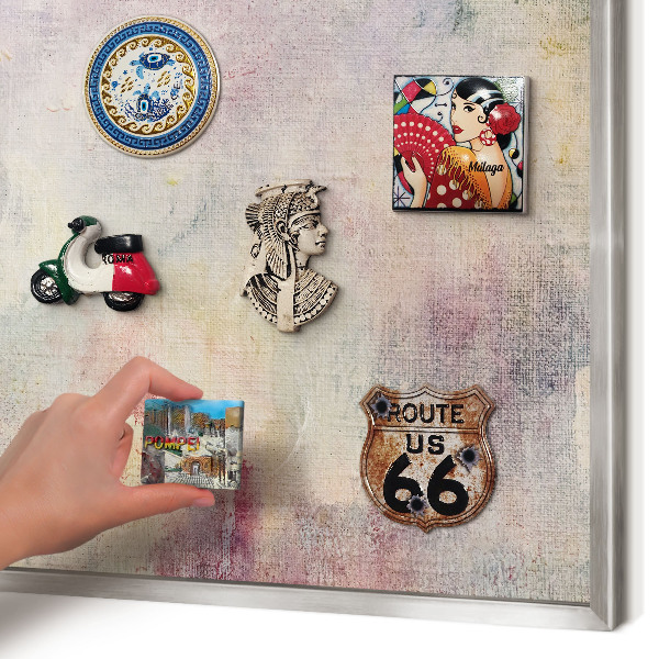 Printed magnet board in a silver frame Pastel abstraction