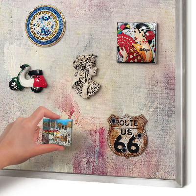 Printed magnet board in a silver frame Pastel abstraction