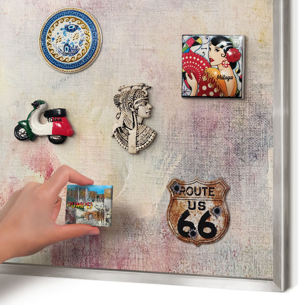 Printed magnet board in a silver frame Pastel abstraction
