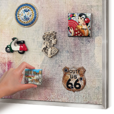 Printed magnet board in a silver frame Pastel abstraction