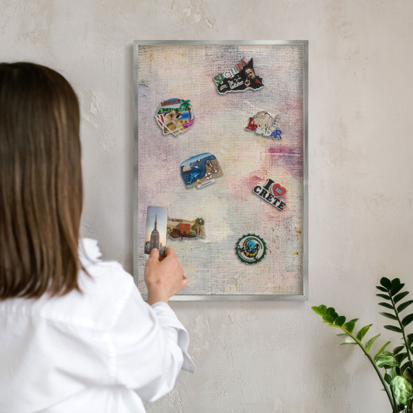 Printed magnet board in a silver frame Pastel abstraction