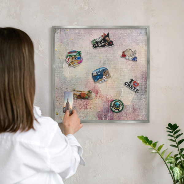 Printed magnet board in a silver frame Pastel abstraction