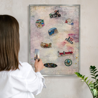 Printed magnet board in a silver frame Pastel abstraction